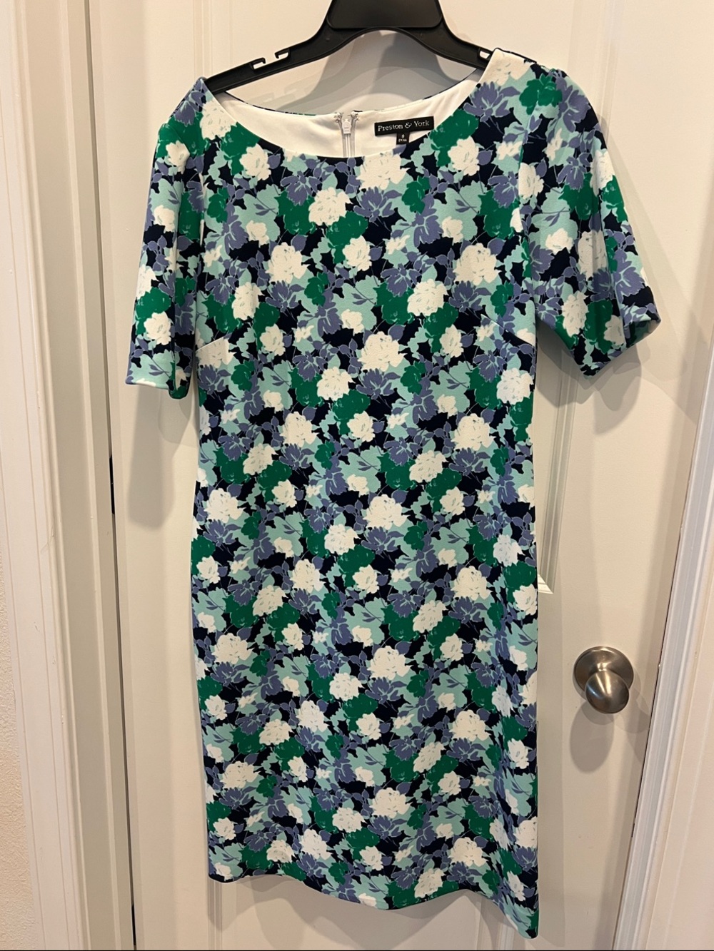 Preston & York Blue, Green & White Floral Midi Shift Dress